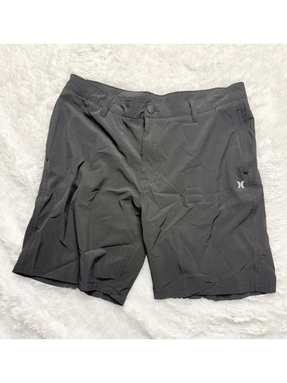 Hurley Black Activewear Flat Front Shorts Size Men's 36" Waist - Picture 1 of 3